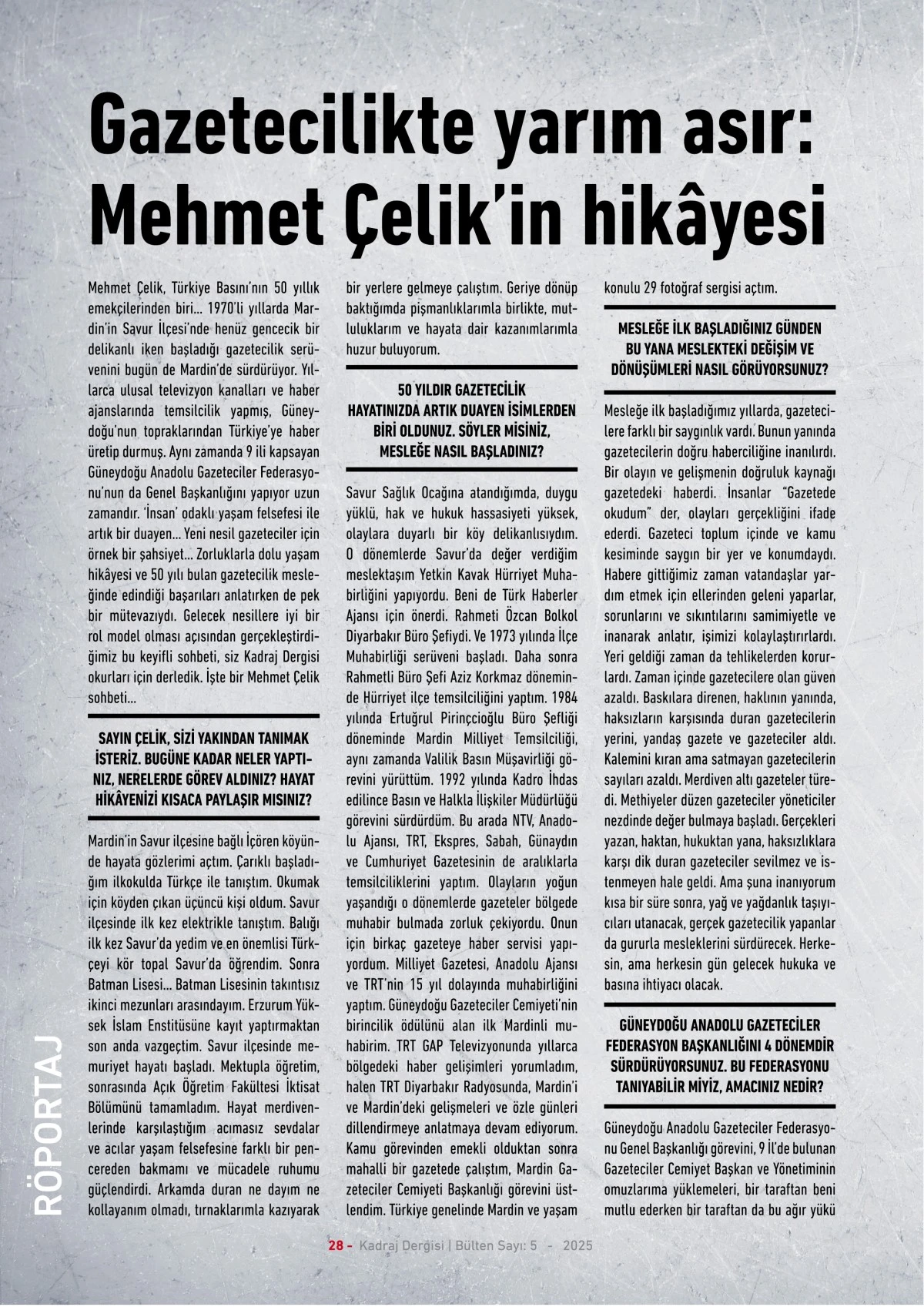 Kadraj Dergisi 5. sayı - 2025