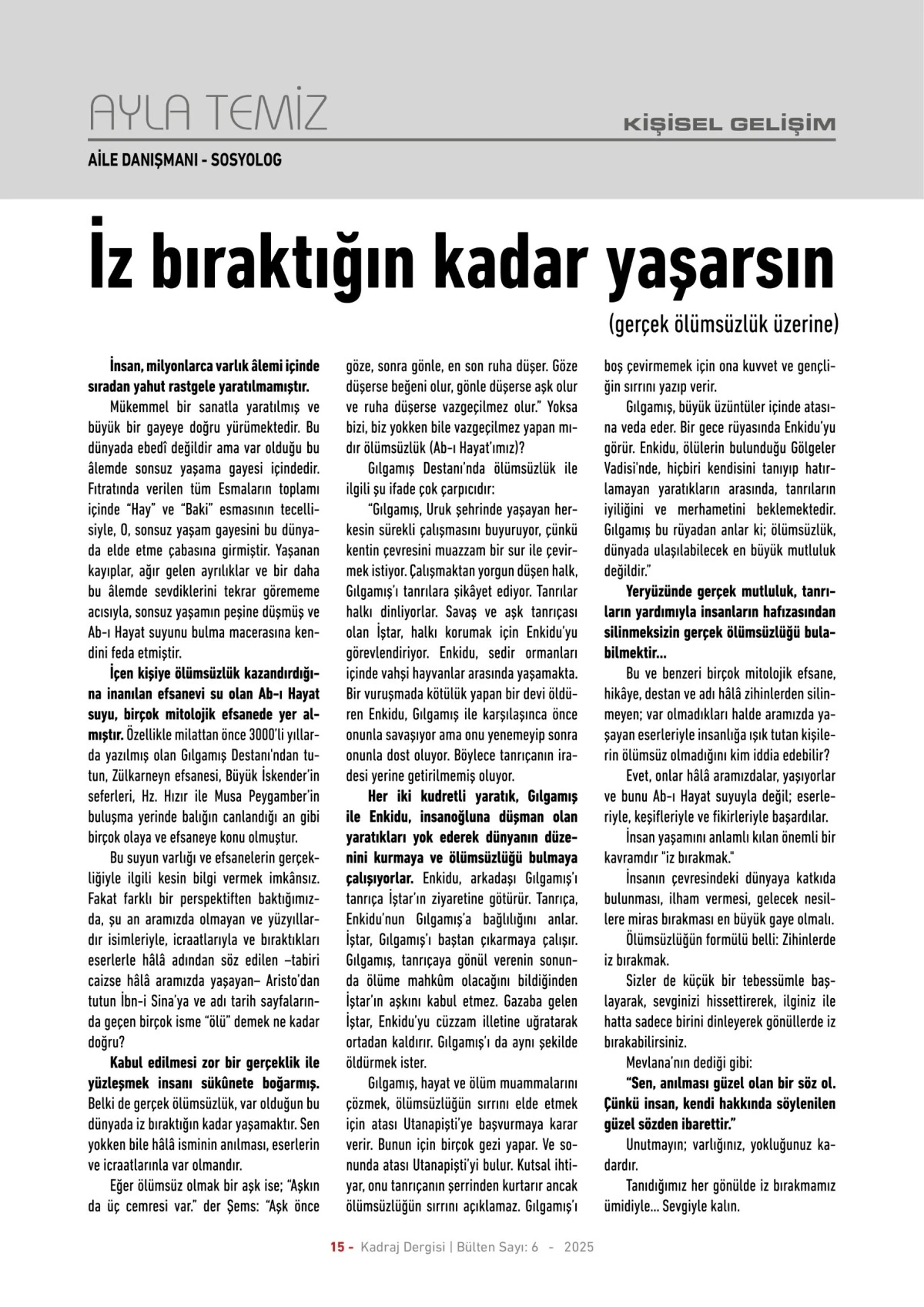 Kadraj Dergisi 6. sayısı