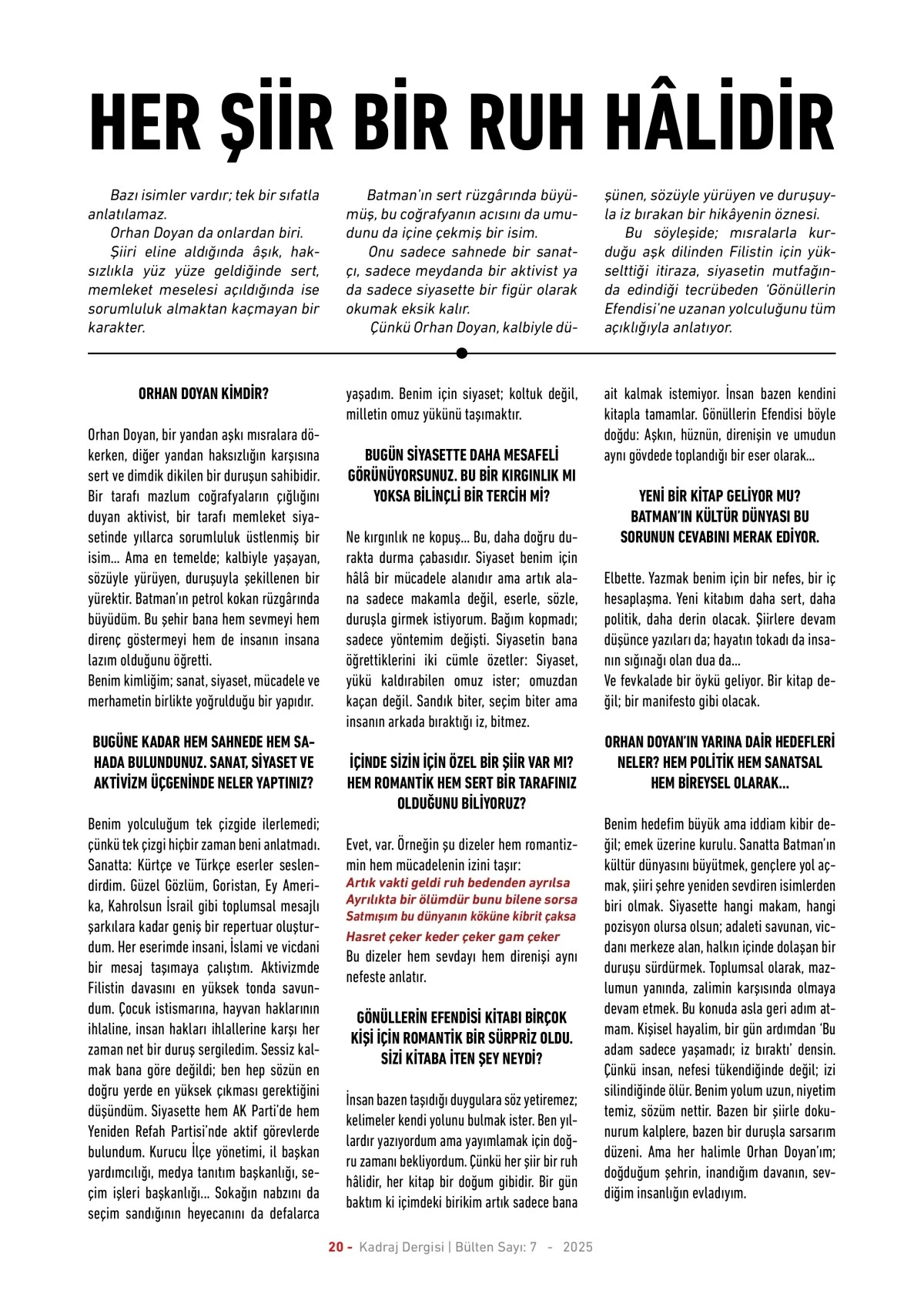 Kadraj Dergisi 7. sayı sayfalar