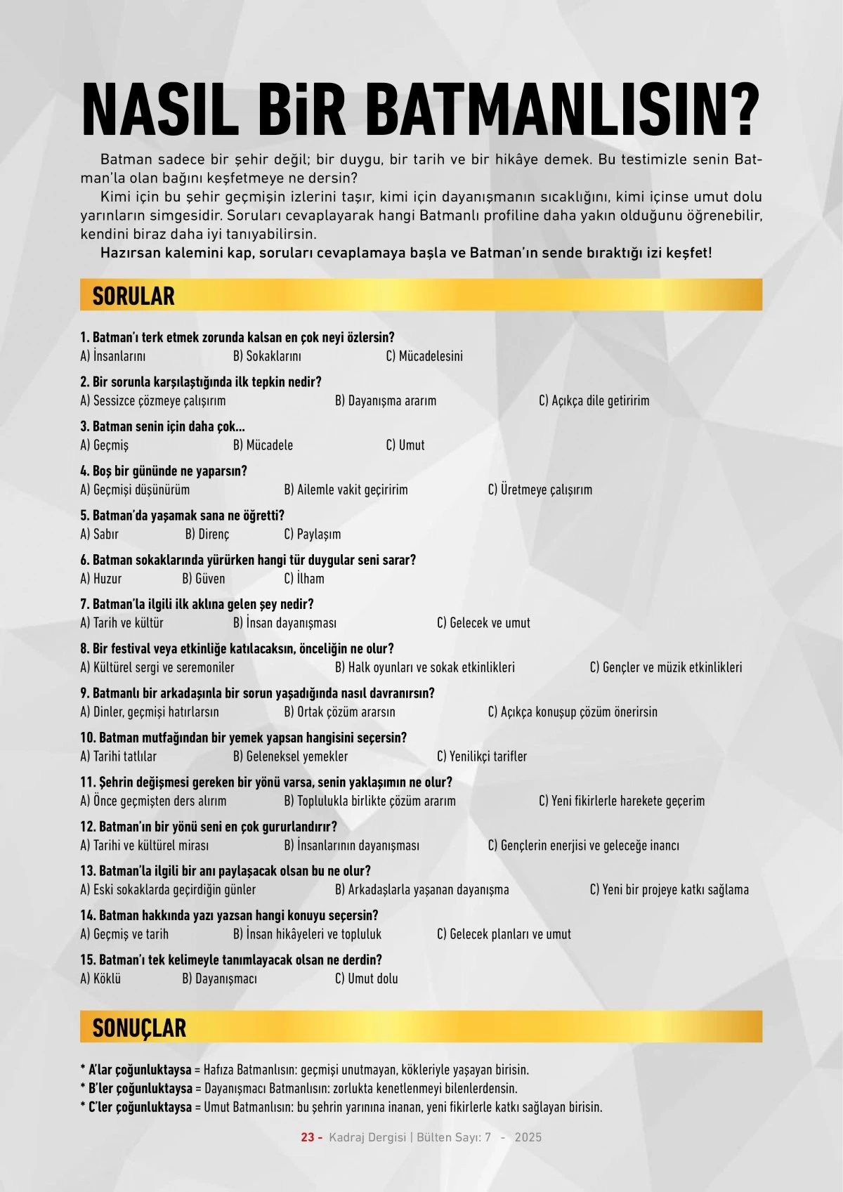 Kadraj Dergisi 7. sayı sayfalar
