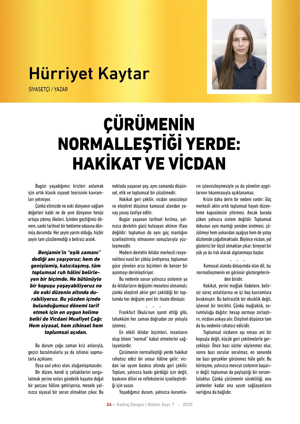 Kadraj Dergisi 7. sayı sayfalar