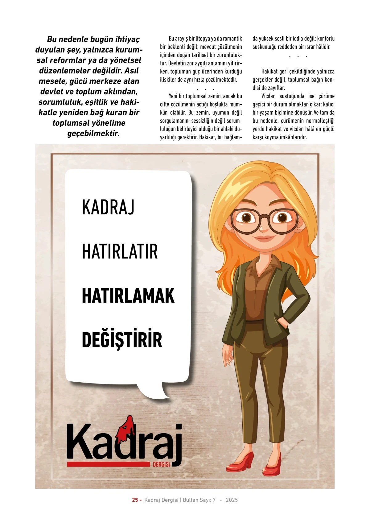 Kadraj Dergisi 7. sayı sayfalar