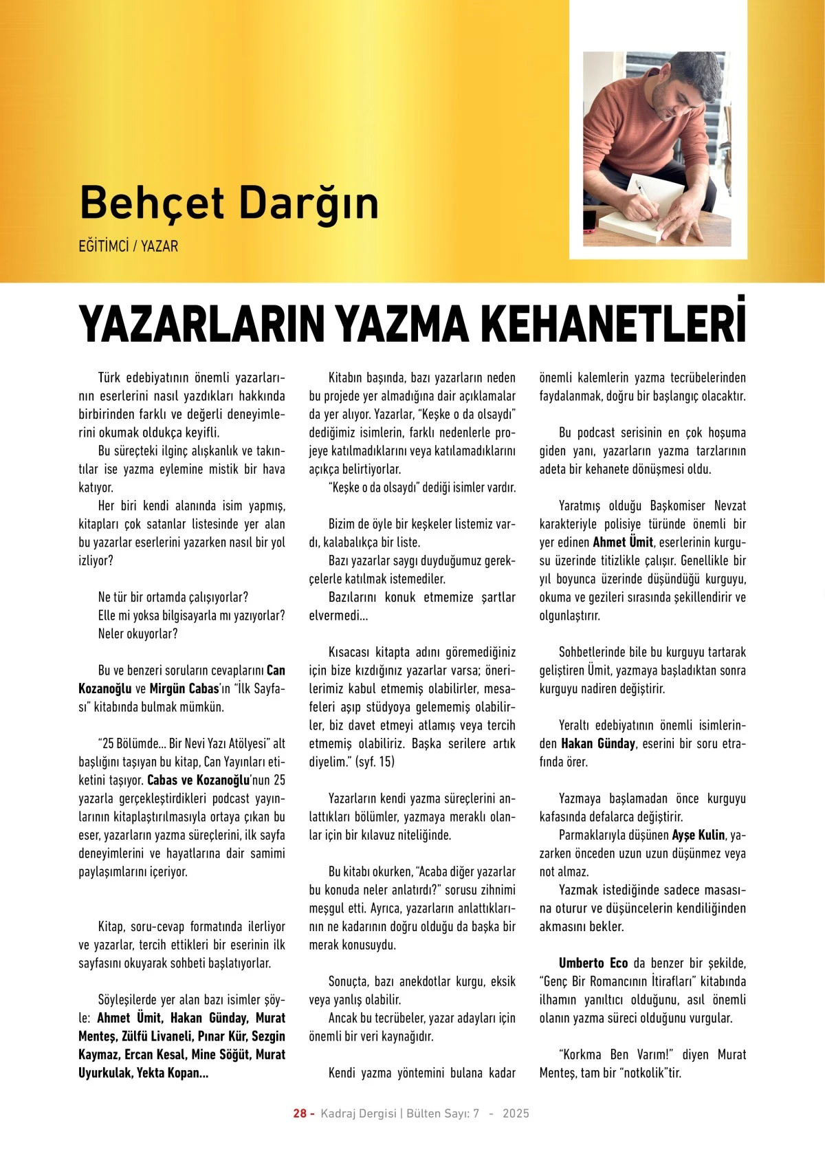 Kadraj Dergisi 7. sayı sayfalar