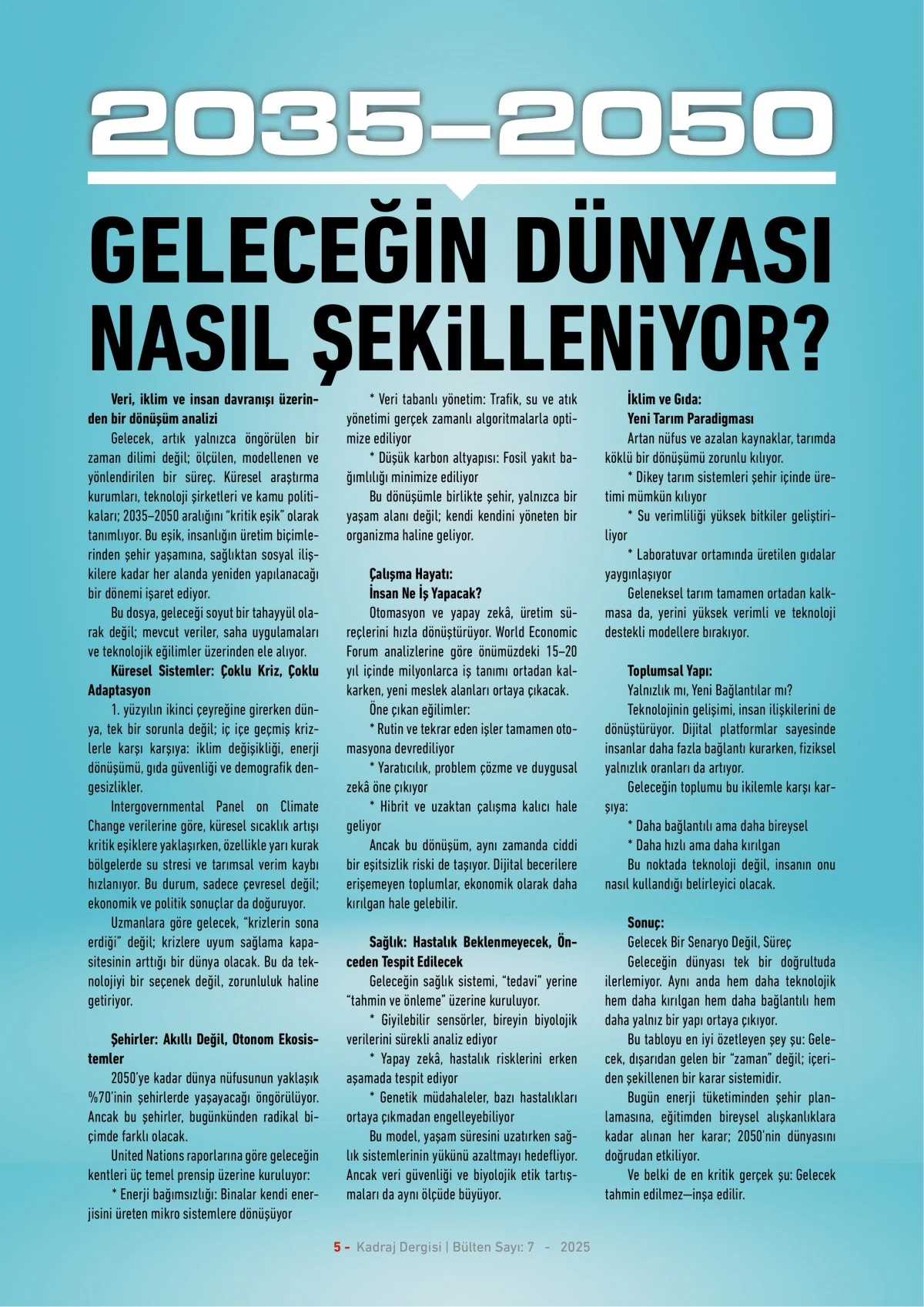 Kadraj Dergisi 7. sayı sayfalar