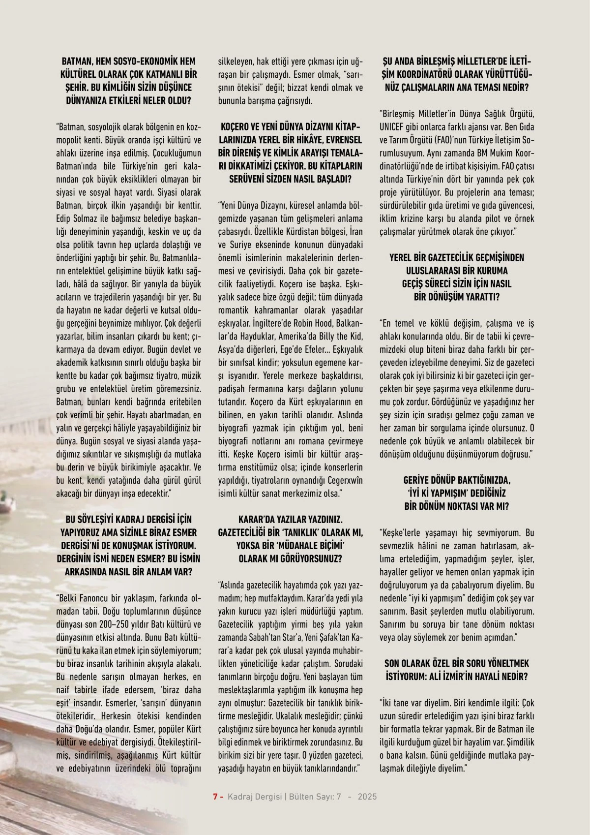Kadraj Dergisi 7. sayı sayfalar